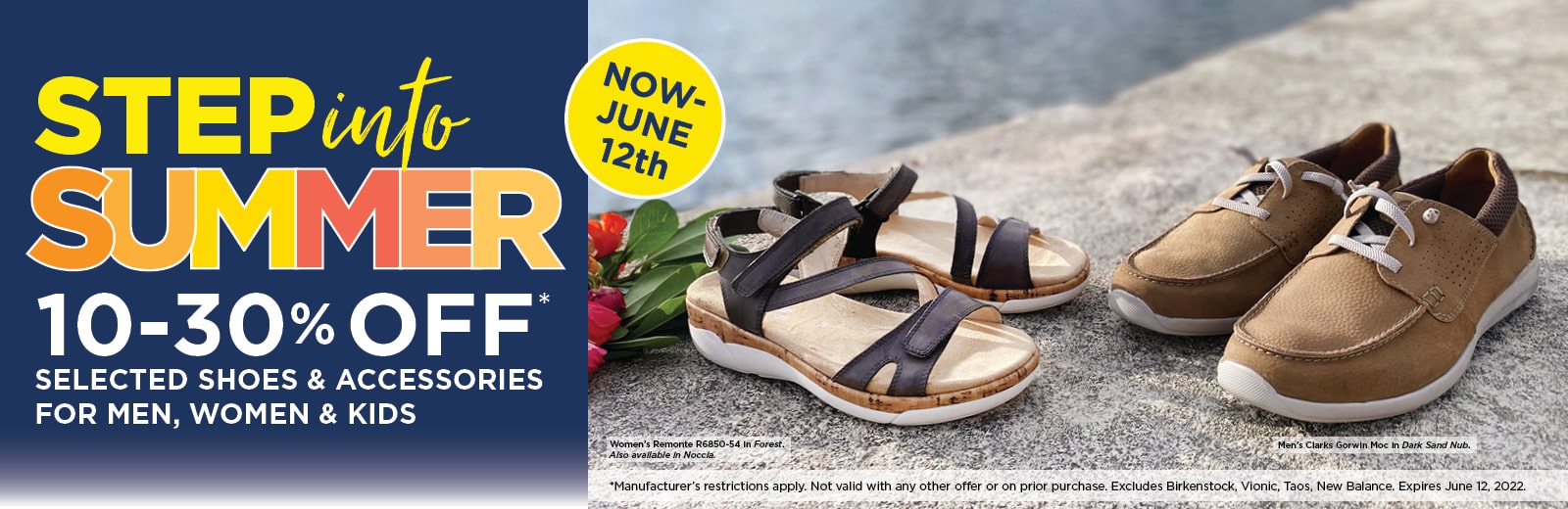 Step into Summer with 10 to 30% off selected shoes and accessories for men, women and kids
