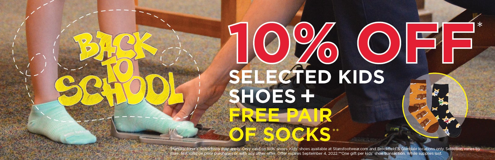 Save 10% on selected styles and get a free pair of socks with purchase