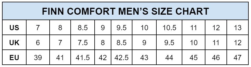 Finn Comfort Mens Size Chart min