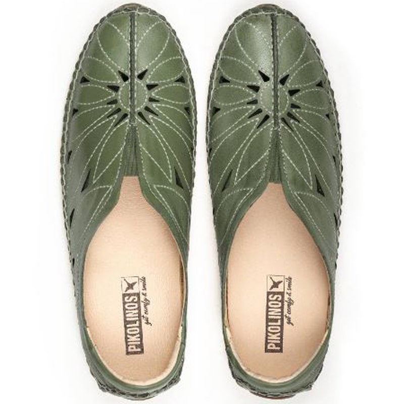 Women’s Pikolinos Jerez Leather Moccasin – Mint Green (Top)-min