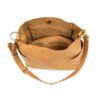 Joy Susan Kayleigh Side Pocket Bucket Bag - Warm Tan (open)-min