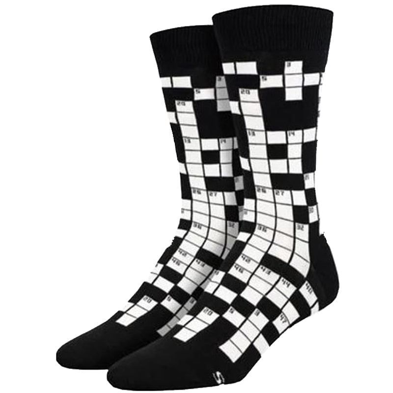 Socksmith Sunday Crossword Crew Socks – Black-min