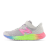 Kids’ New Balance Fresh Foam Arishi v4 Bungee Lace with Top Strap Sizes 10.5-3 – Light Aluminum|Cyber Lilac|Neon Pink