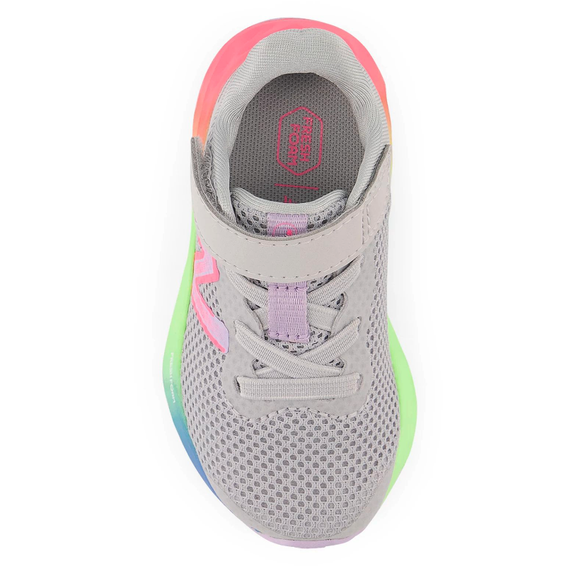 Kids' New Balance Fresh Foam Arishi v4 Bungee Lace with Top Strap Sizes 4-10 - Light Aluminum/Cyber Lilac/Neon Pink
