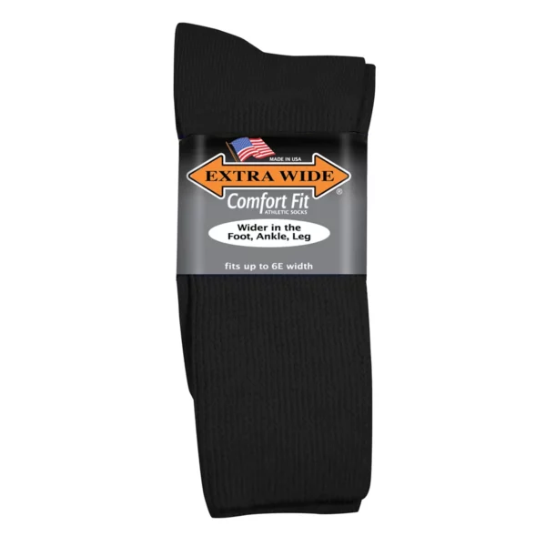 Extra Wide Men's Comfort Fit Athletic Crew Socks - Black.jpg