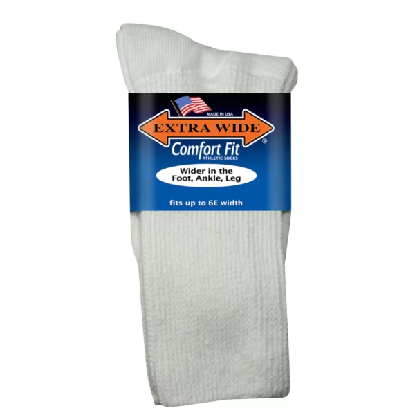Extra Wide Men's Comfort Fit Athletic Crew Socks - White.jpg
