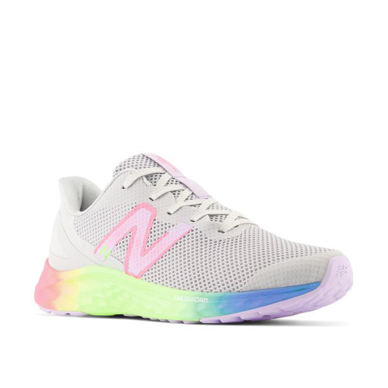 Kids' New Balance Fresh Arishi V4 Sizes 3.5-7 – Light Aluminum/Cyber Lilac/Neon Pink | Stan's Fit For Your Feet