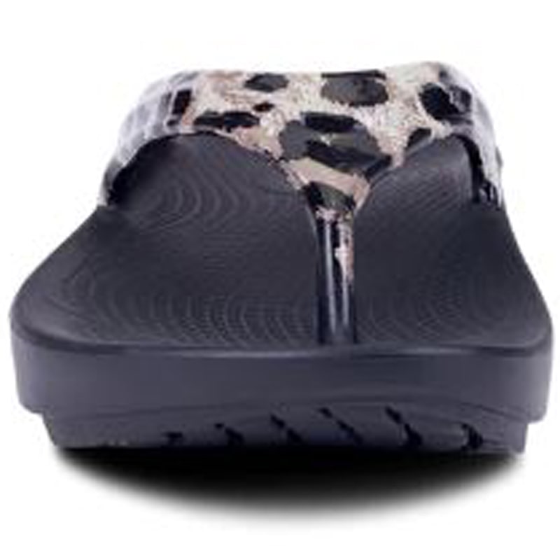 Women’s Oofos OOlala Limited Thing – Black Cheetah (Front)-min