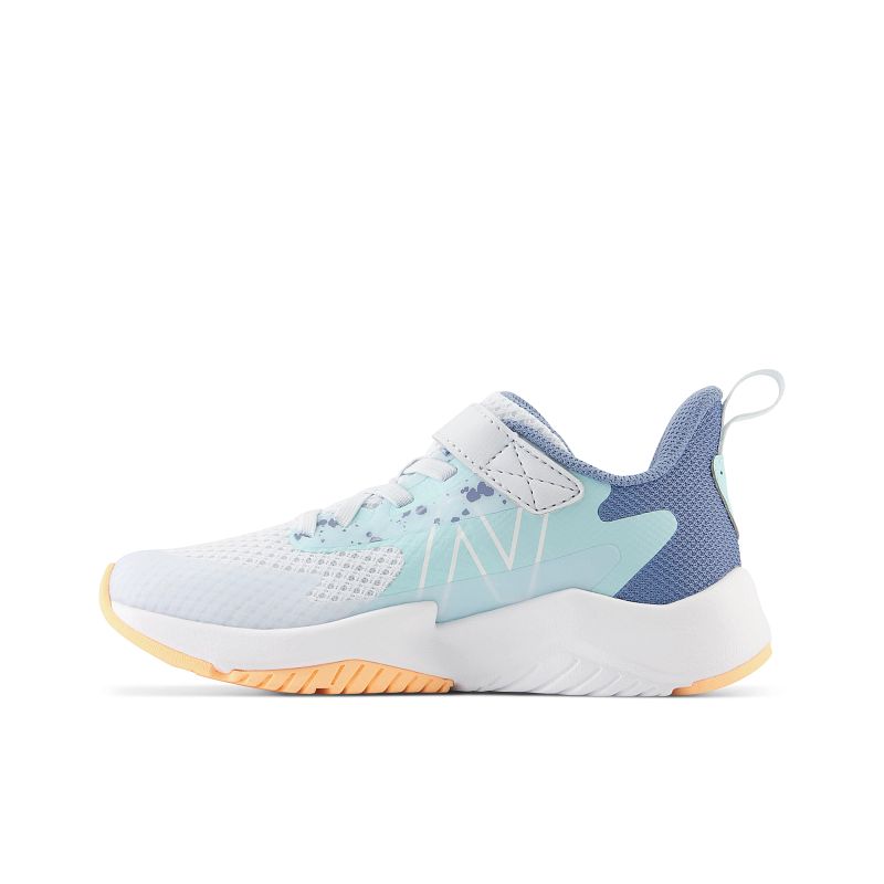 Kids' New Balance Rave Run v2 Bungee Lace with Top Strap - Ice Blue/Bright Cyan/Solar Flare