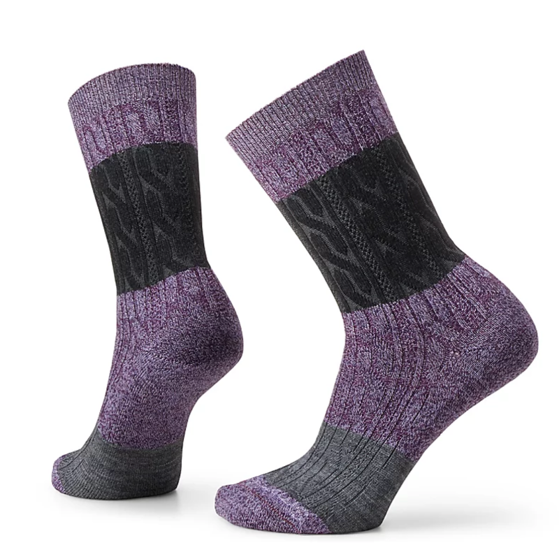 Women’s Smartwool Everyday Color Block Cable Crew Socks – Ultra Violet/Purple Iris Marl