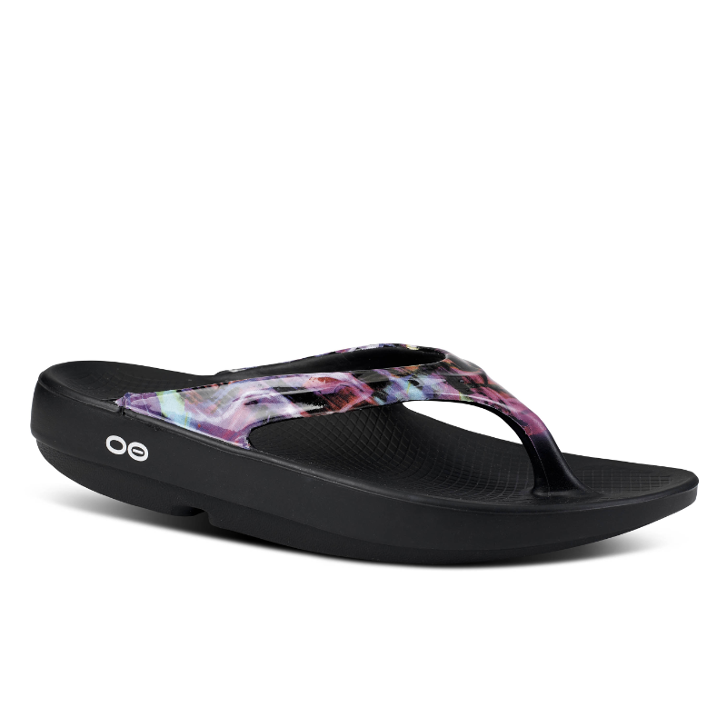women's oofos oolala limited thong neon rose