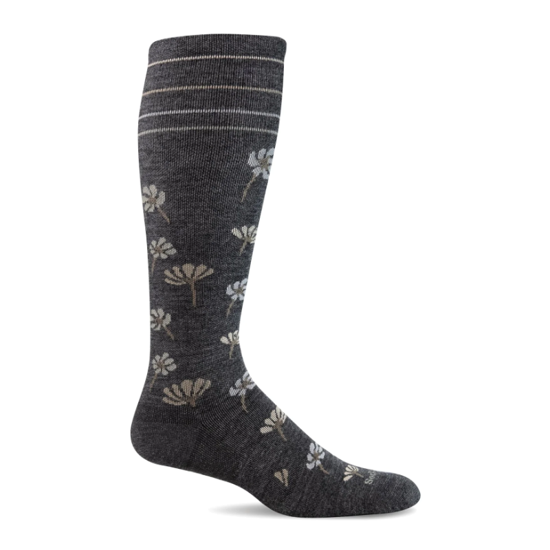 Women's Sockwell Field Flower Moderate Graduated Compression Socks - Charcoal