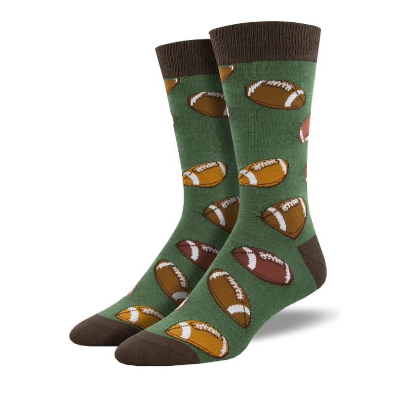 These football socks are waiting to be a lucky pair for your favorite team! Bamboo socks automatically have good juju to them: our bamboo socks are ethically made, and free of toxic materials. Your team would be proud of you for wearing them! men's socksmith hut hut hike socks green heather