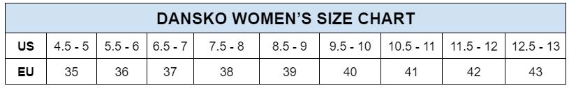 Dansko Womens Size Chart min 1